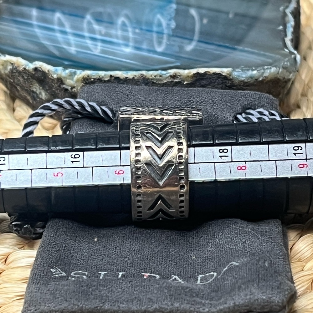Silpada Sterling Turquoise Square Ring with Southwestern Band Size 6.5-7 - Picture 6 of 6